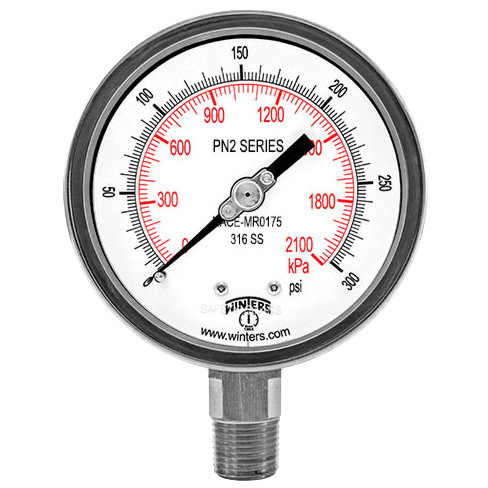 Winters Instruments NACE Liquid Filled Pressure Gauge, PN2